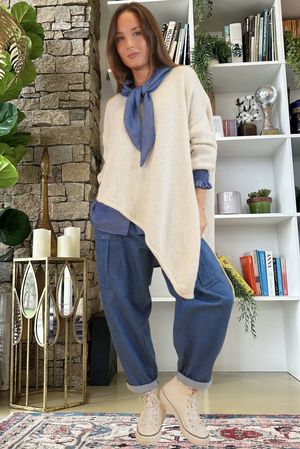 Big Softie Super Slant Knit Jumper Ecru 